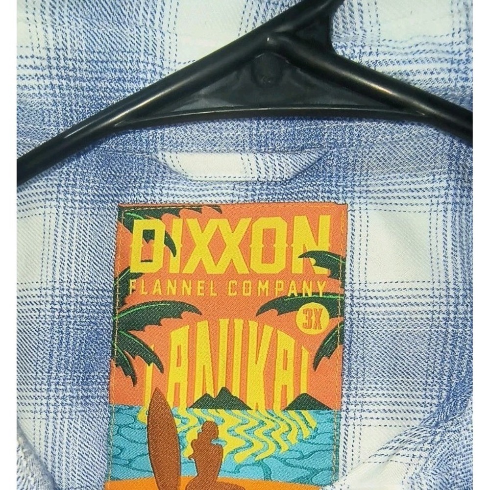 Dixxon Lanukai Blue White Flannel Long Sleeve Button up Shirt 3xl - Picture 5 of 9